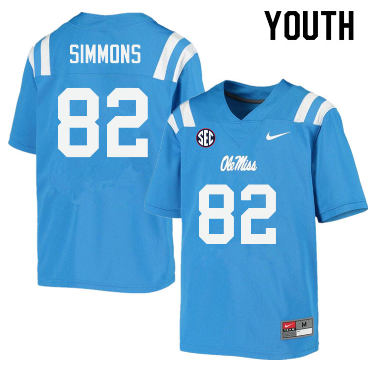 Youth #82 Larry Simmons Ole Miss Rebels College Football Jerseys Sale-Power Blue - Click Image to Close